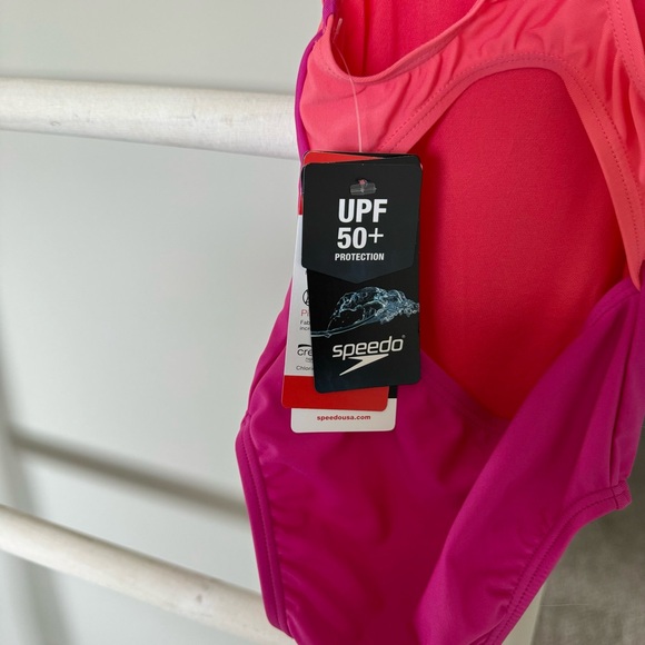 Speedo NWT Size 4 Girls Pink One Piece Swimsuit - Picture 6 of 7